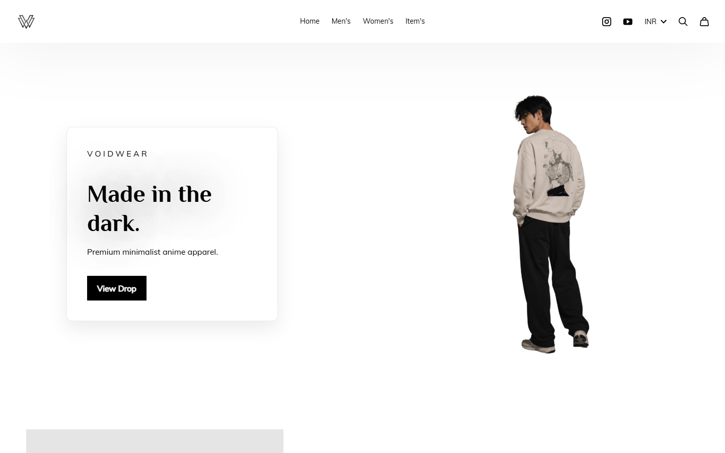 VOIDWEAR Live Store Front Page Preview